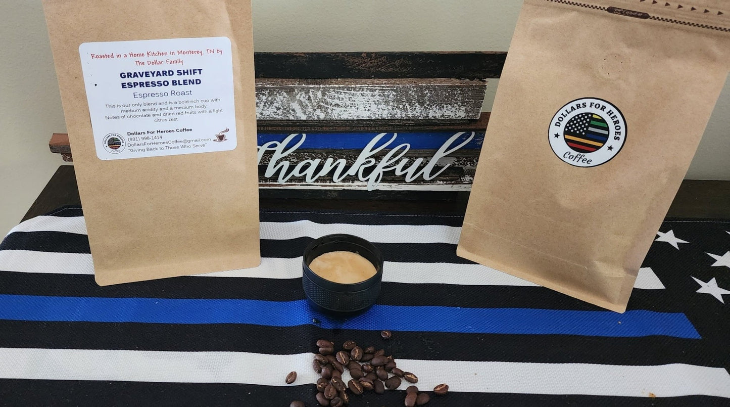 Graveyard Shift ESPRESSO BLEND Fresh Roasted Coffee -Whole Bean- 1lb or 4oz sample bag